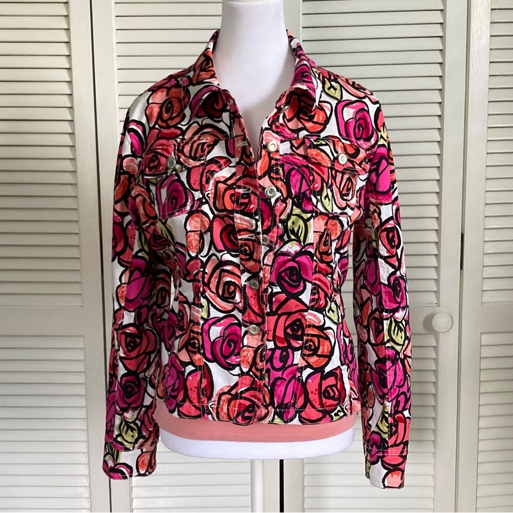 Live a Little LAL floral denim jacket